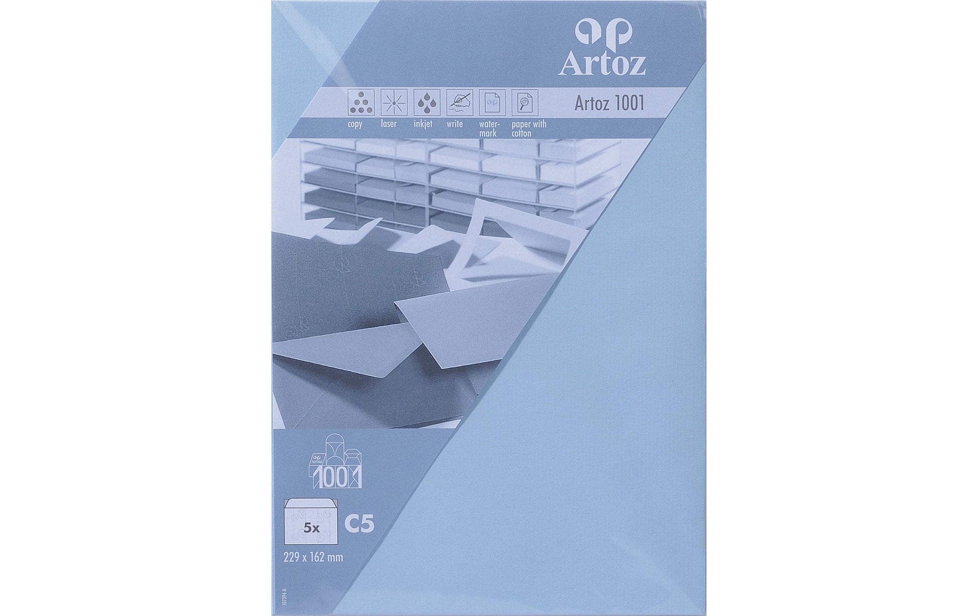 Artoz Couvert C5, ohne Fenster, hellblau, 100 g/m² – Artoz – 5 Stk.