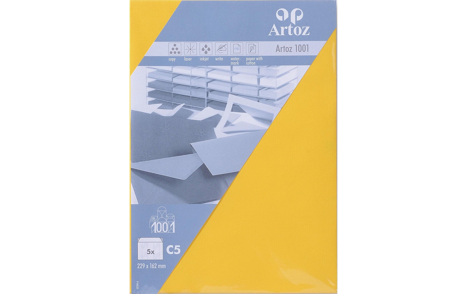 Artoz Couvert C5, ohne Fenster, gelb, 100 g/m² – Artoz – 5 Stk.