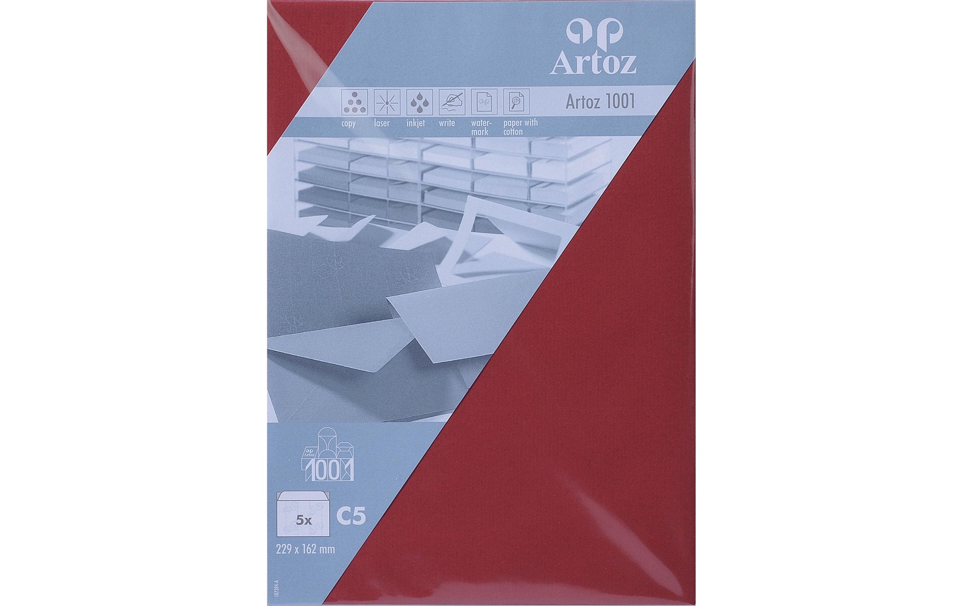 Artoz Couvert C5, ohne Fenster, Bordeaux, 100 g/m² – Artoz – 5 Stk.
