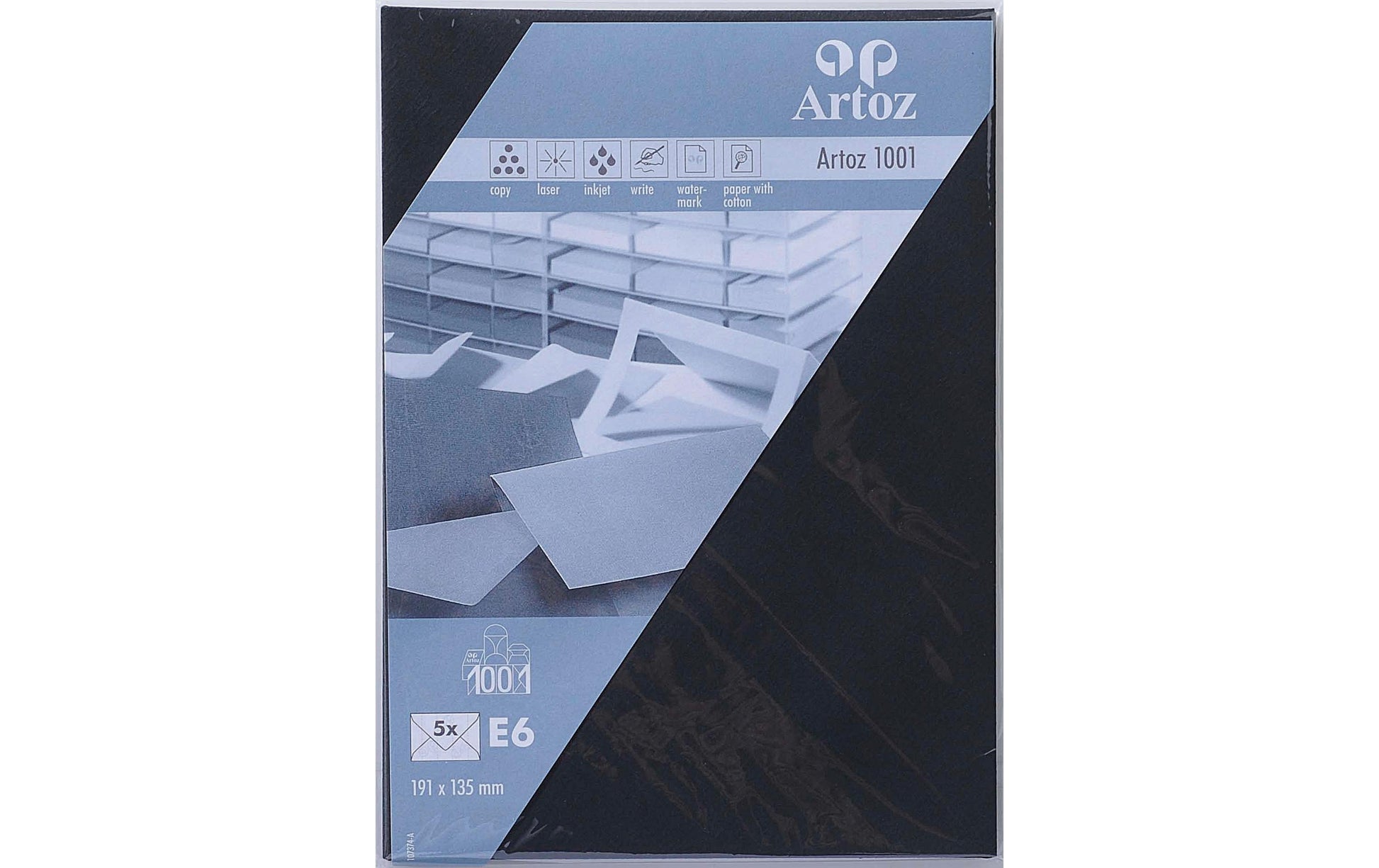 Artoz Couvert E6, ohne Fenster, schwarz, 100 g/m²