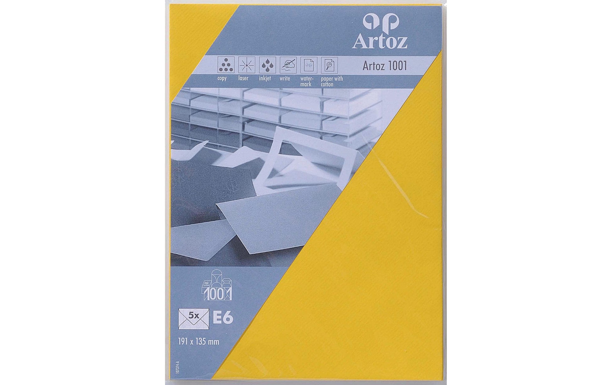 Artoz Couvert E6, ohne Fenster, gelb, 100 g/m² – Artoz – 5 Stk.