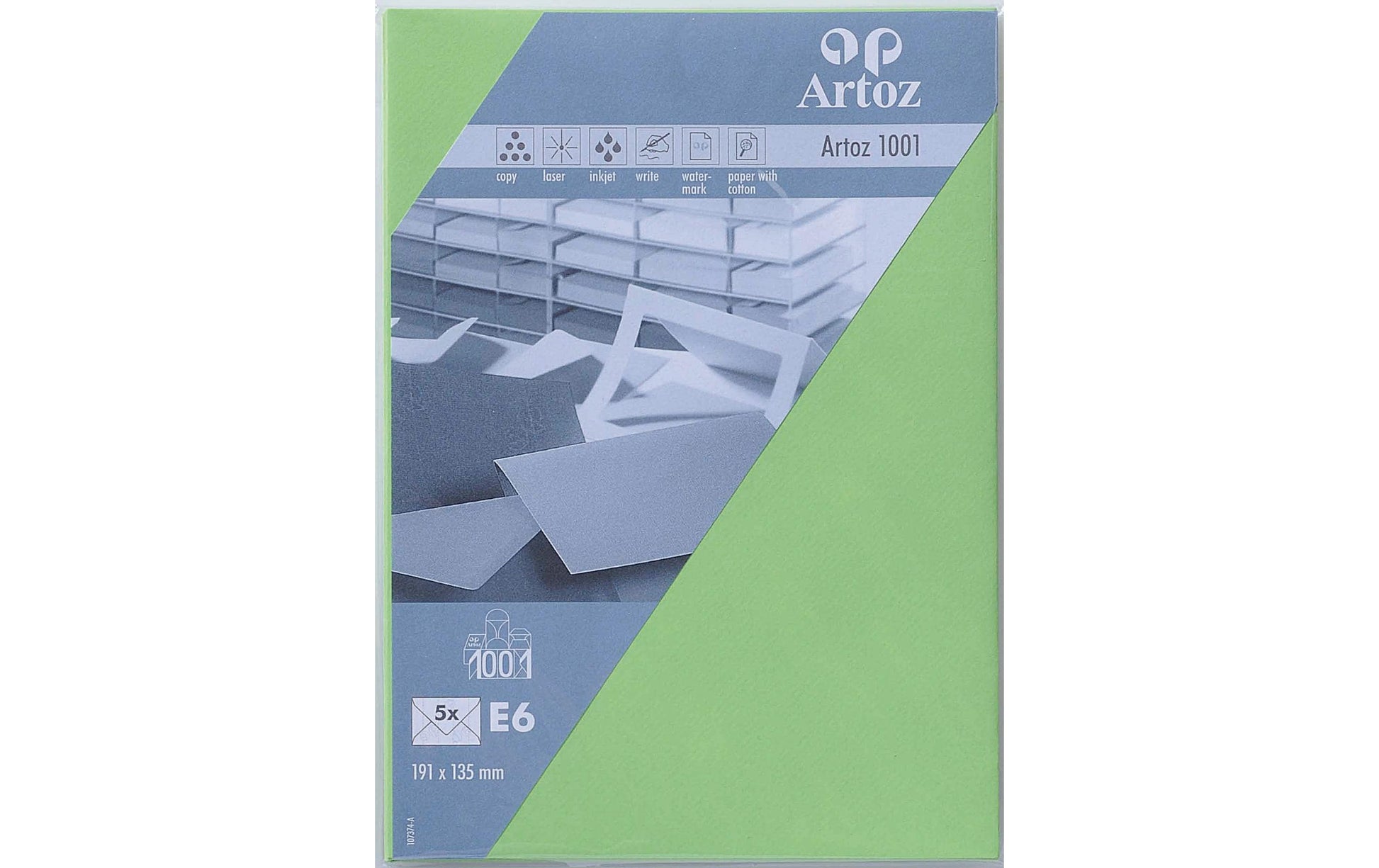 Artoz Couvert E6, ohne Fenster, grün, 100 g/m² – Artoz – 5 Stk.