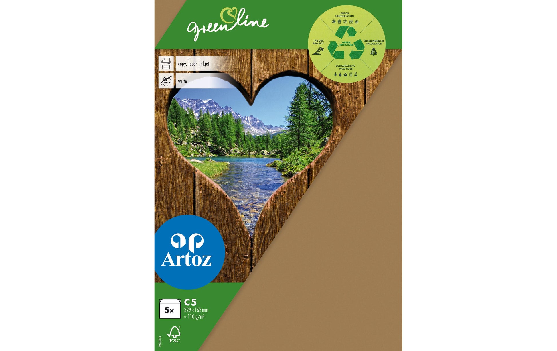 Artoz Couvert C5, ohne Fenster, braun, 104 g/m² – Artoz – 5 Stk.