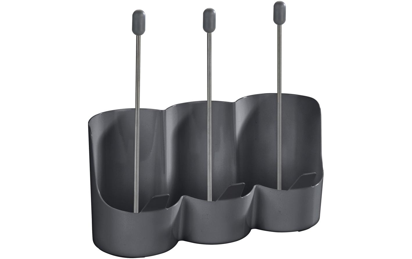 Wenko Flaschenhalter Filia – für 3 Flaschen – Kunststoff/Edelstahl – schwarz – 29 × 27 × 12,5 cm