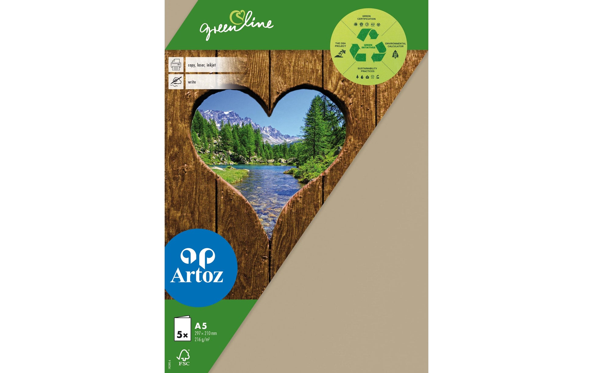 Artoz Klappkarten-Set – A5, Papier 216 g/m², Beige – 5 Stk