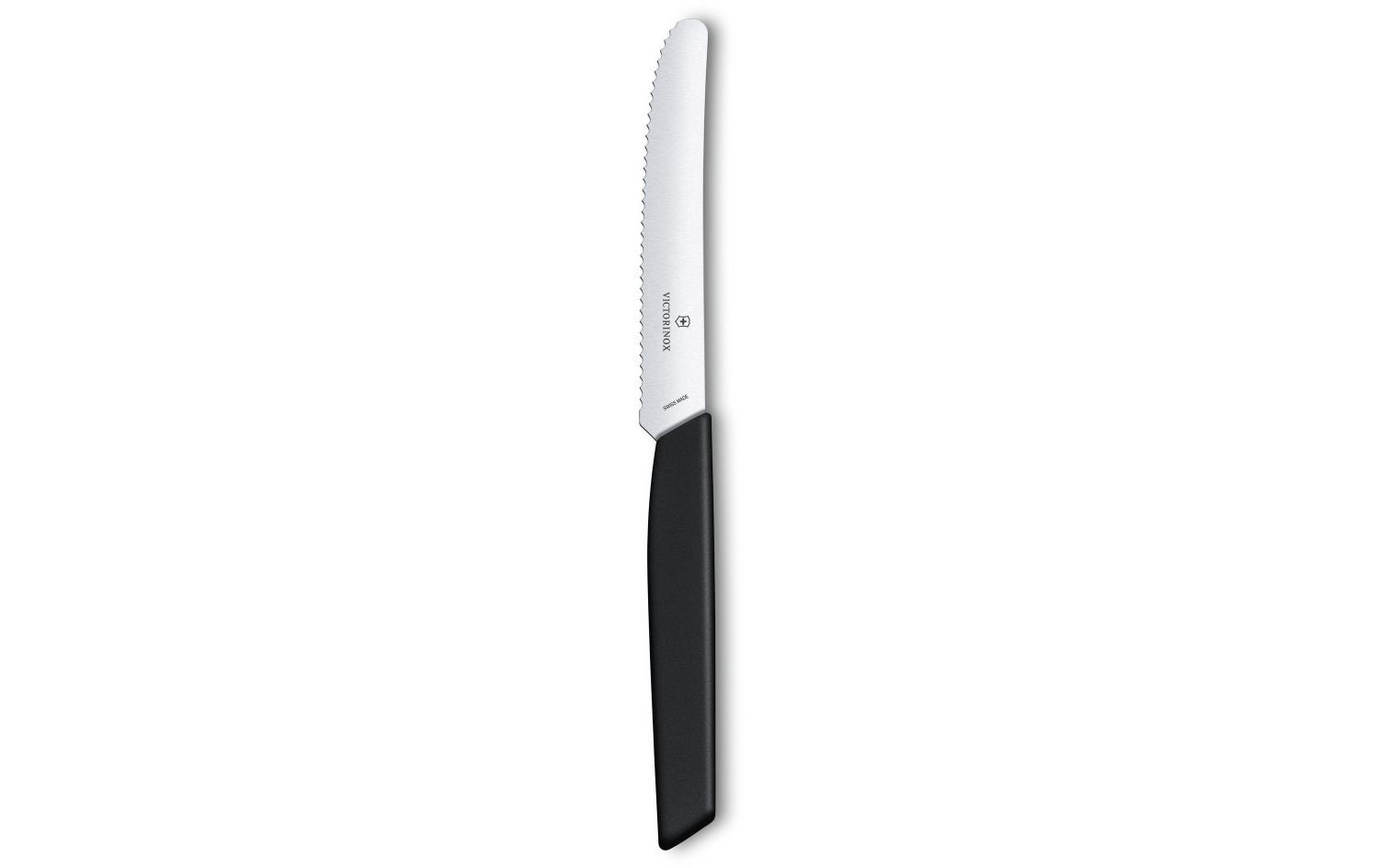 Victorinox Swiss Modern Tafelmesser – 11 cm, Wellenschliff, Edelstahl, Kunststoffgriff, Schwarz