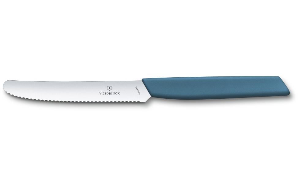 Victorinox Swiss Modern Tafelmesser – 11 cm, Wellenschliff, Edelstahl, Kunststoffgriff, Blau