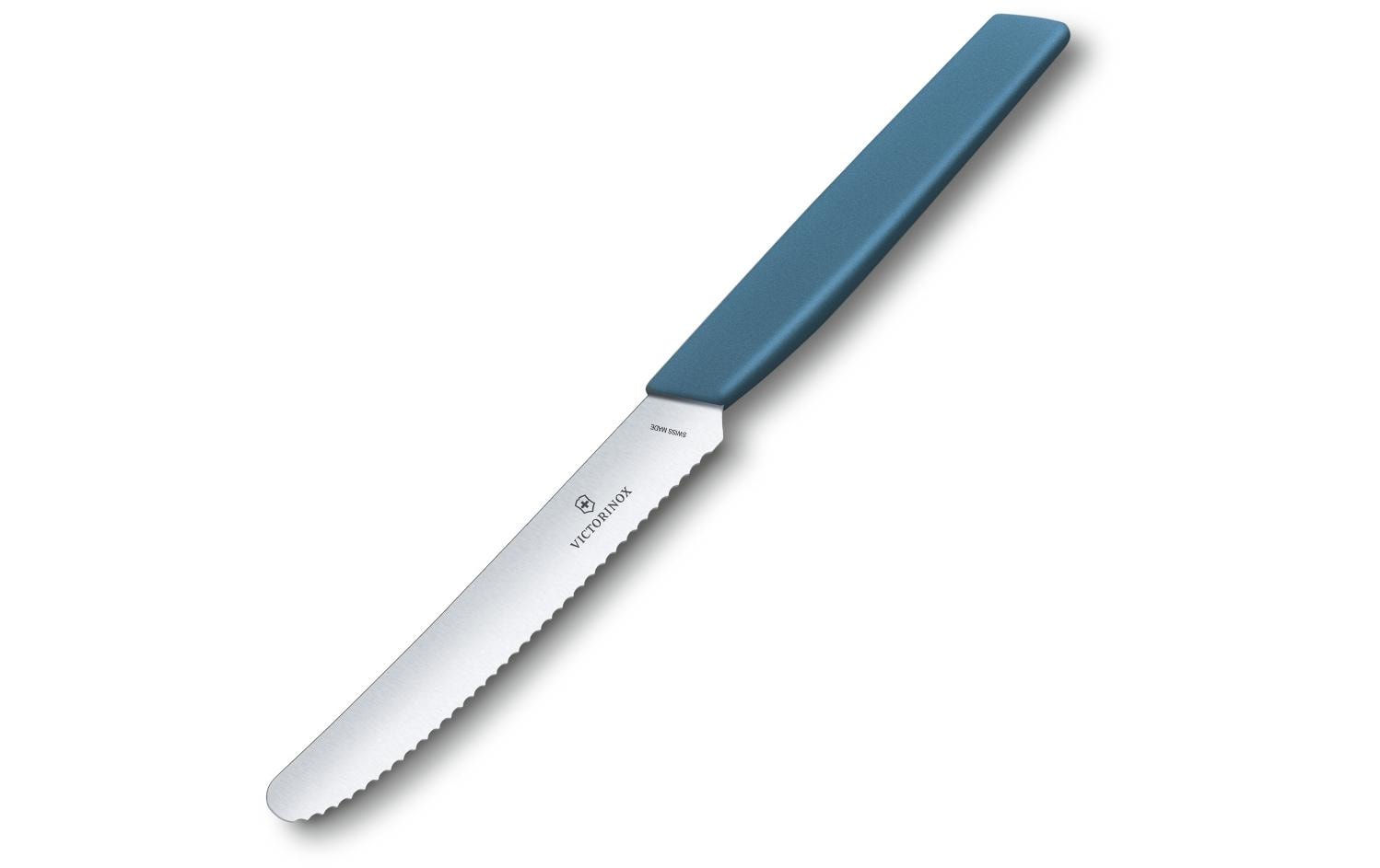 Victorinox Swiss Modern Tafelmesser – 11 cm, Wellenschliff, Edelstahl, Kunststoffgriff, Blau