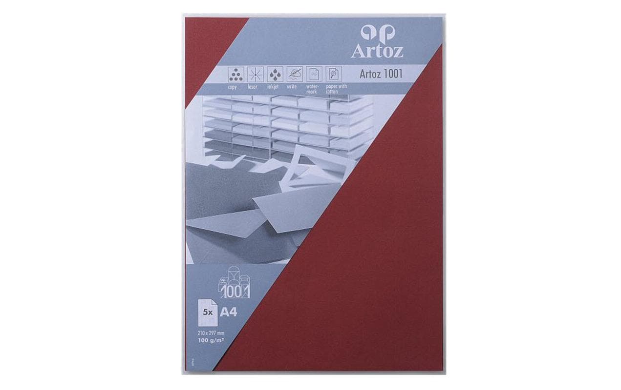 Artoz Kunstpapier – A4, Burgund, 100 g/m² – 5 Blatt, FSC, 1001