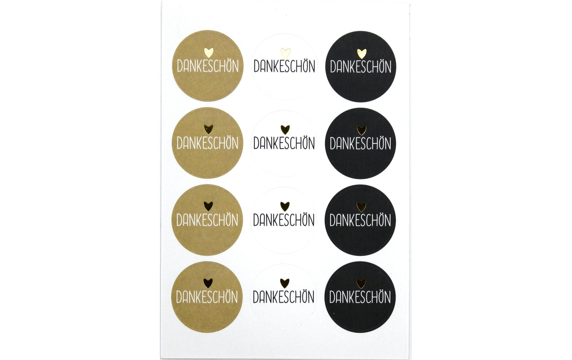 Artoz Sticker – Dankeschön, schwarz, gold, weiss – 6 Stück