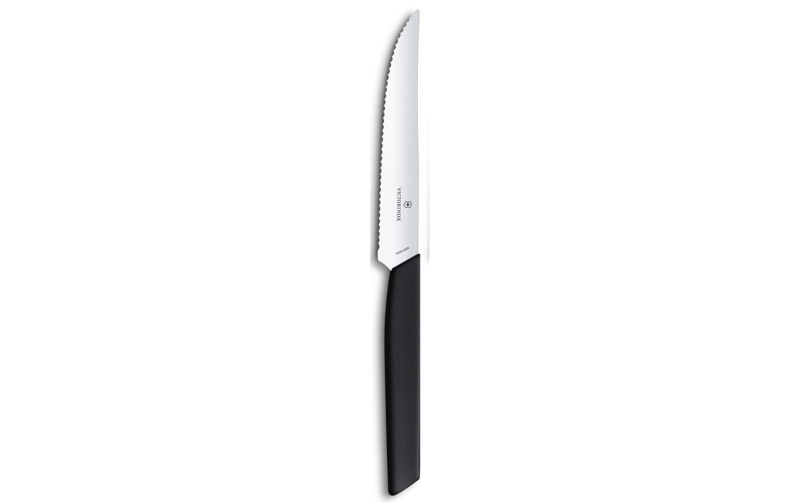 Victorinox Swiss Modern Steak-/Pizzamesser – 2er-Set, 12 cm, Wellenschliff, Edelstahl, Kunststoffgriff