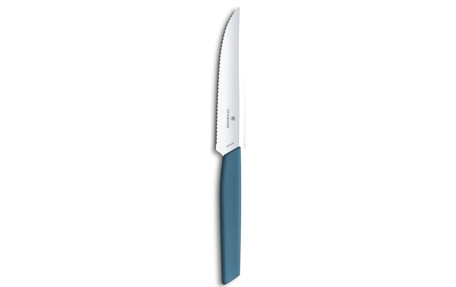 Victorinox Steakmesser 12 cm, Edelstahlklingen, Kunststoffgriffe, 2er-Set, Blau