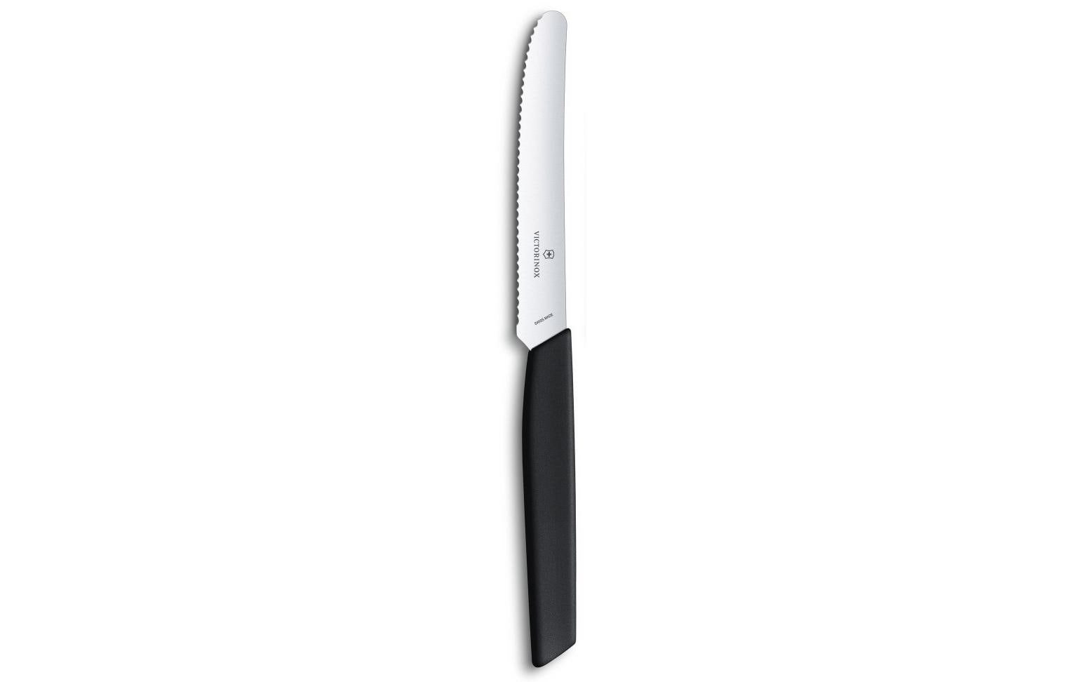 Victorinox Swiss Modern Tafelmesser – 2er-Set, 11 cm, Wellenschliff, Edelstahl, Kunststoffgriff, Schwarz