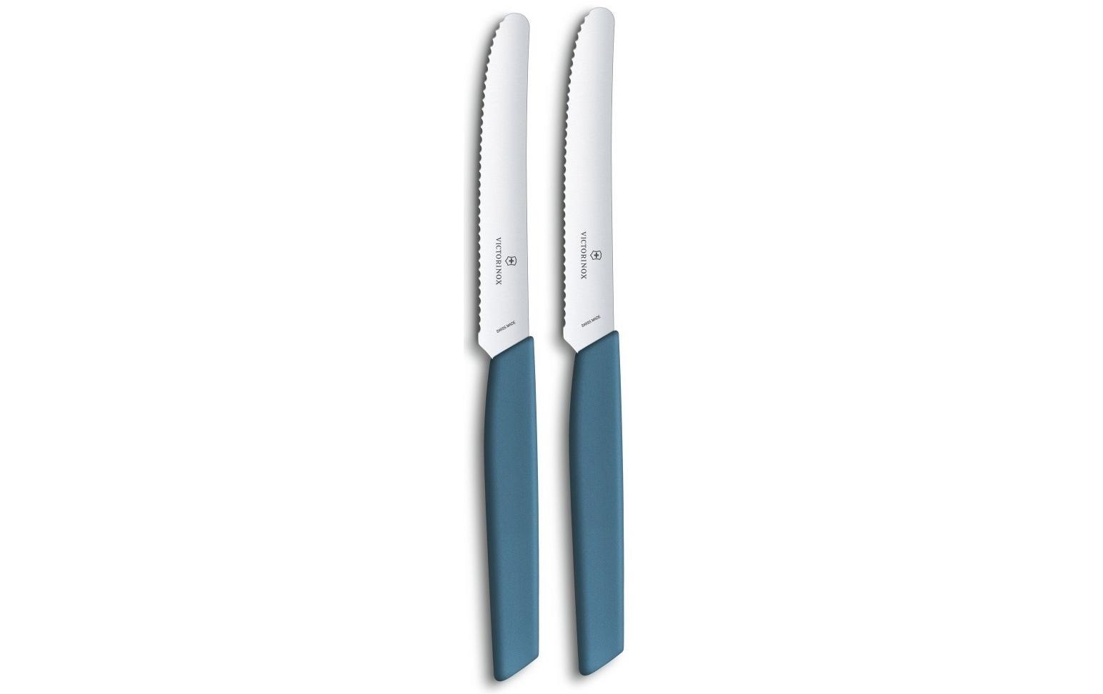 Victorinox Tafelmesser – 2er-Set, 11 cm, Wellenschliff, Edelstahl, Kunststoffgriff, Blau, spülmaschinenfest