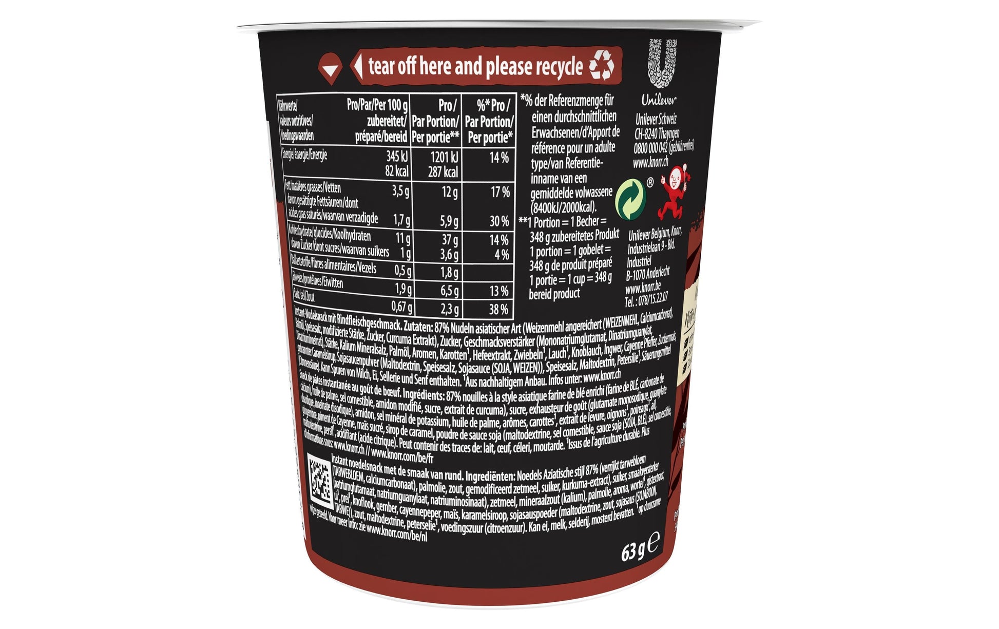Knorr Asia Instantnudeln Rind Becher – 63 g