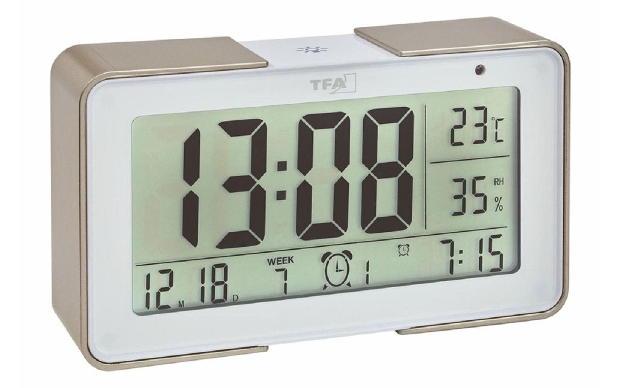 TFA-Dostmann TFA Dostmann Melody Digitalwecker – Funk, Thermometer, USB, 13,4 × 7,8 × 3,6 cm, weiss