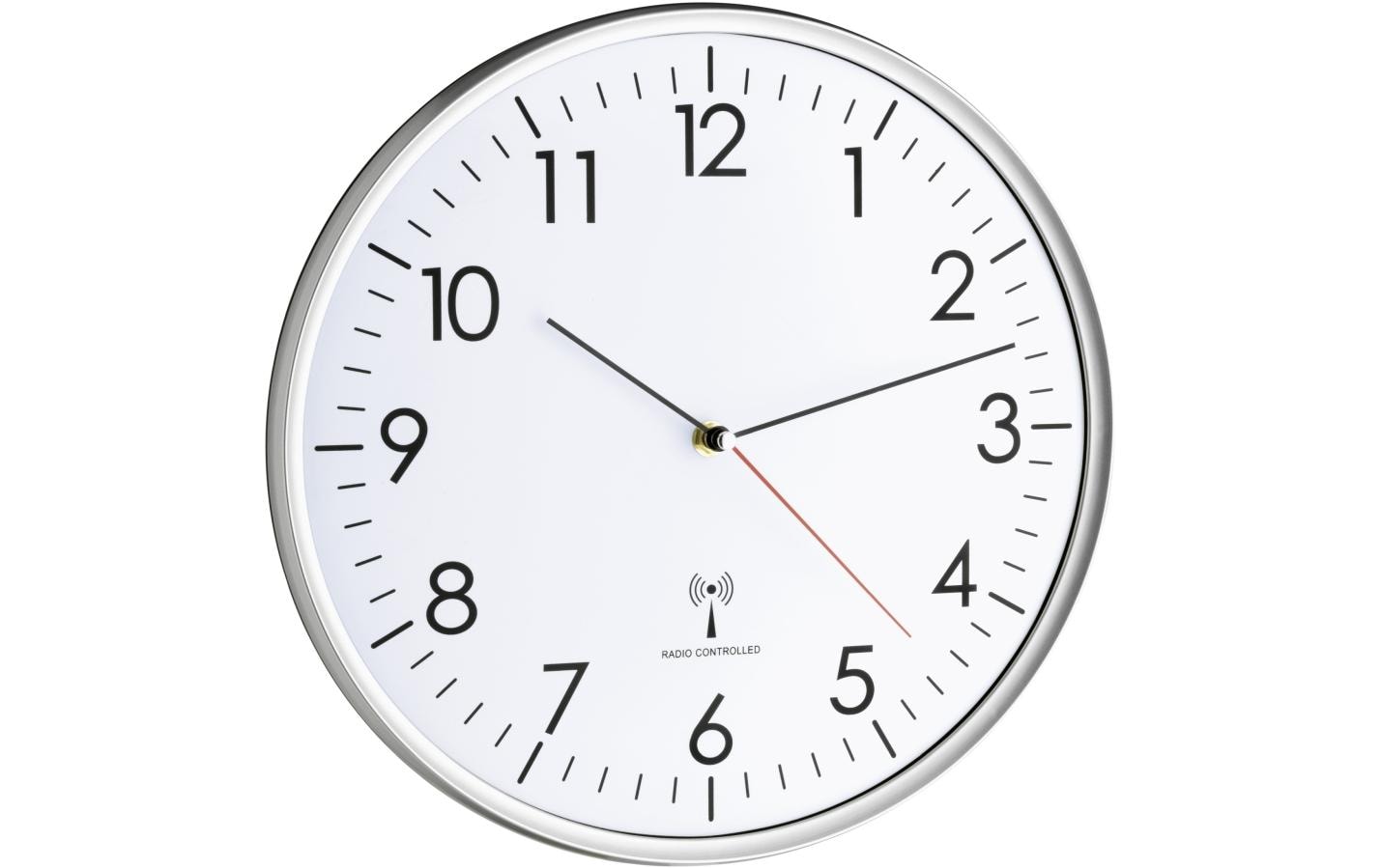TFA-Dostmann TFA Dostmann Wanduhr 013 013 Funk, analog, Ø 33 cm, silber, Glas