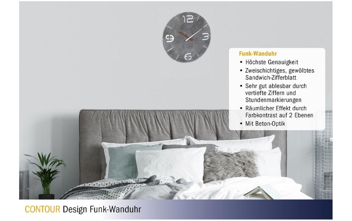 TFA-Dostmann TFA Dostmann CONTOUR Wanduhr – Funk, analog, Ø 35 cm, grau, Kunststoff