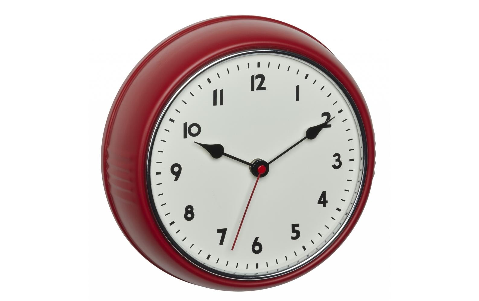 TFA-Dostmann TFA Dostmann Wanduhr – Funk, Analog, Ø 24 cm, Rot, Metall/Glas