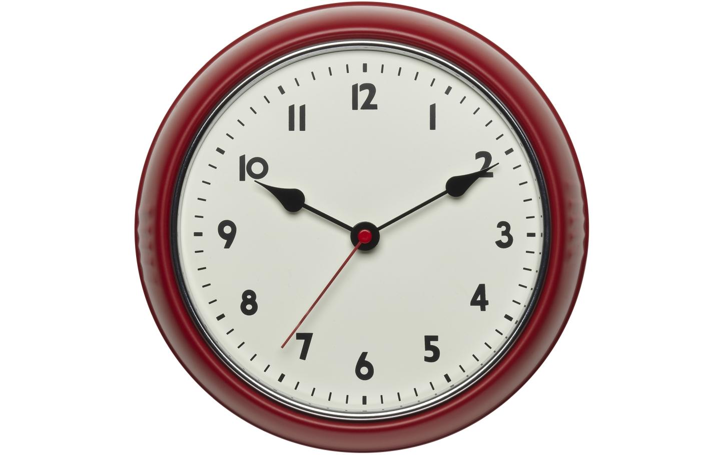 TFA-Dostmann TFA Dostmann Wanduhr – Funk, Analog, Ø 24 cm, Rot, Metall/Glas