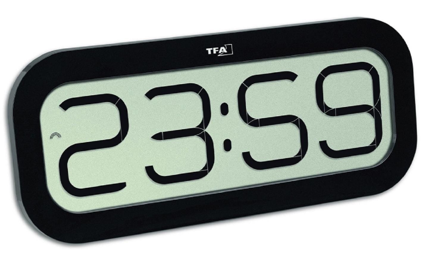 TFA-Dostmann TFA Dostmann Tischuhr – Digital, Funk, lautlos, Alarm, 32,1 × 14 × 2,8 cm, Schwarz, Kunststoff