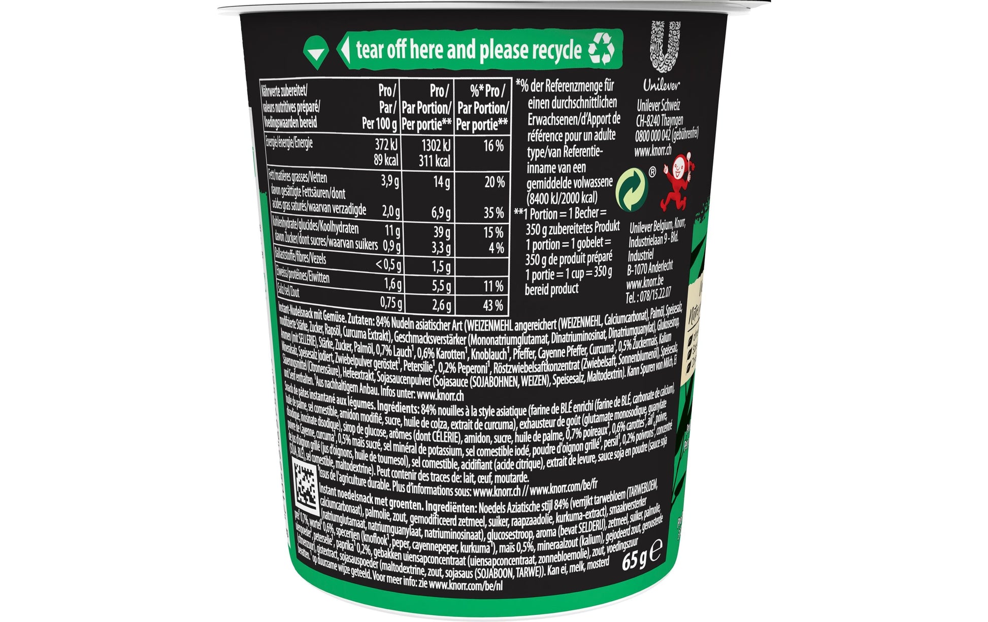 Knorr Asia Instantnudeln Gemüse Becher – 65 g