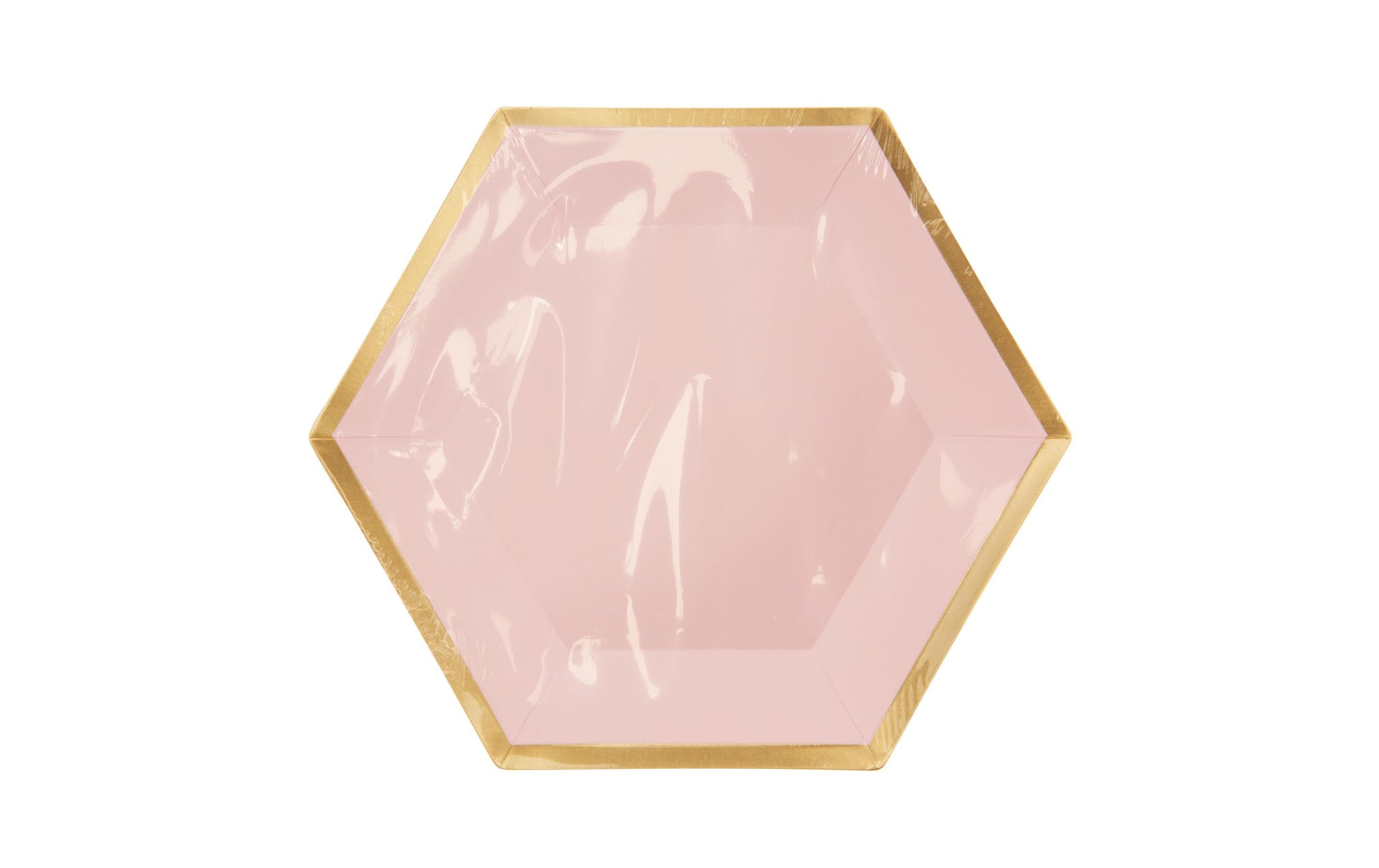 Rico Design Teller, Papier/Karton Sechseck – 16 × 13,5 cm, gold/rosa – 10 Stk.