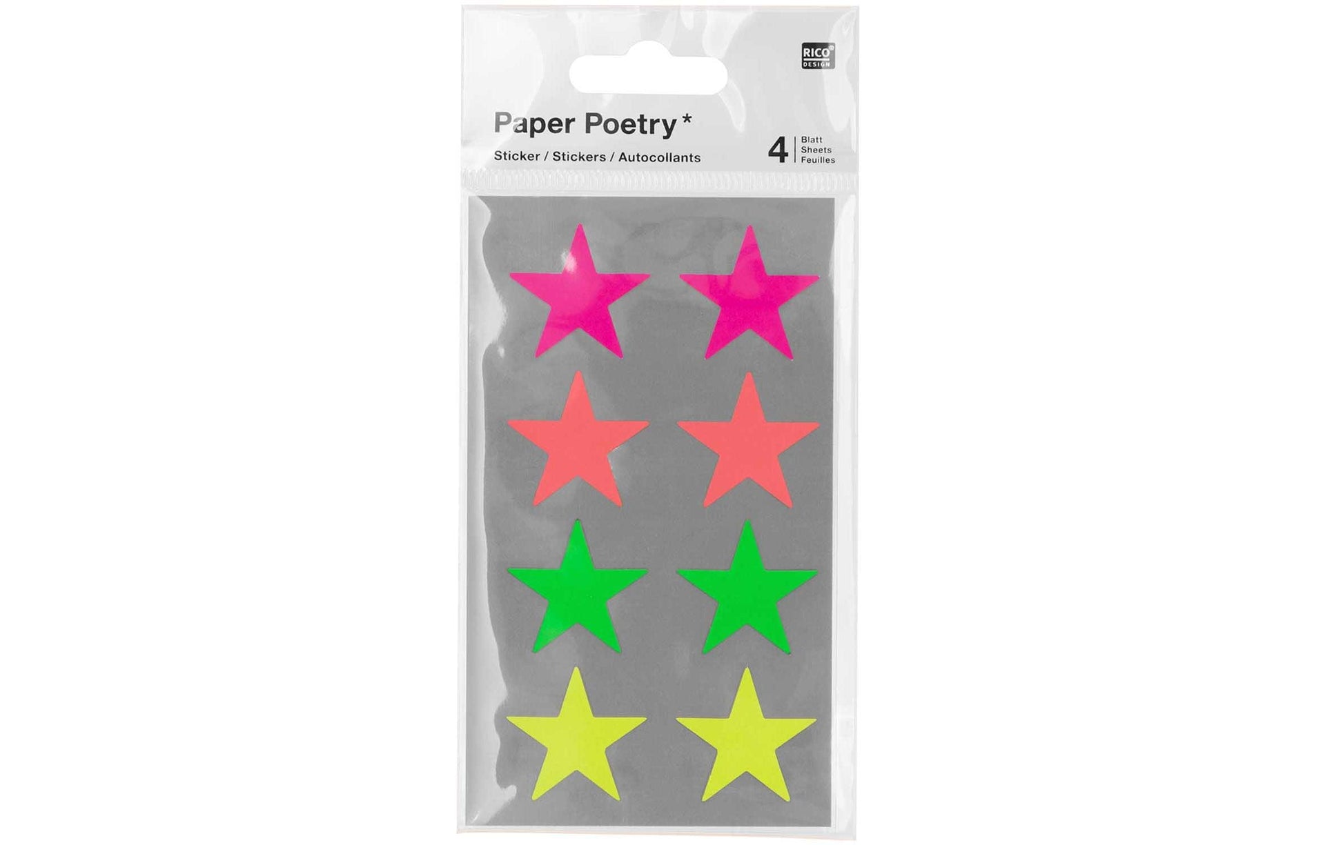 Rico Design Sticker, Sterne, mehrfarbig, 4 Bögen, 7 × 15,5 cm