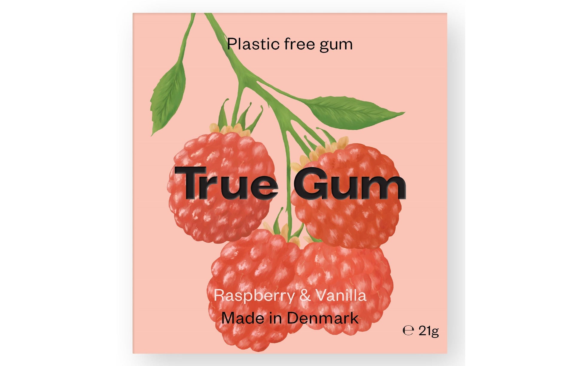 True Gum Kaugummi – Himbeere & Vanille, zuckerfrei, vegan – 21 g
