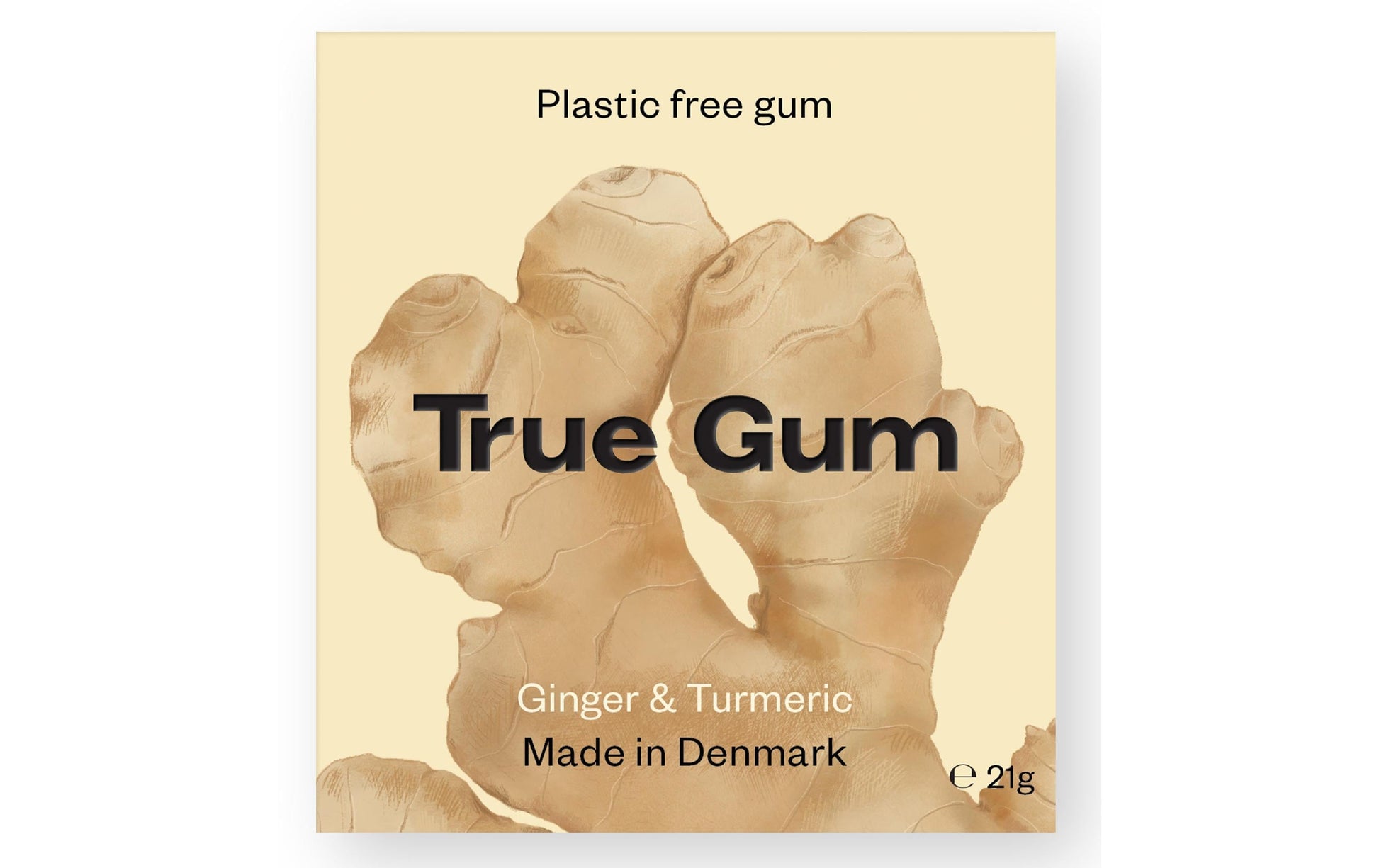 True Gum Kaugummi – Ingwer & Kurkuma, zuckerfrei, vegan – 21 g