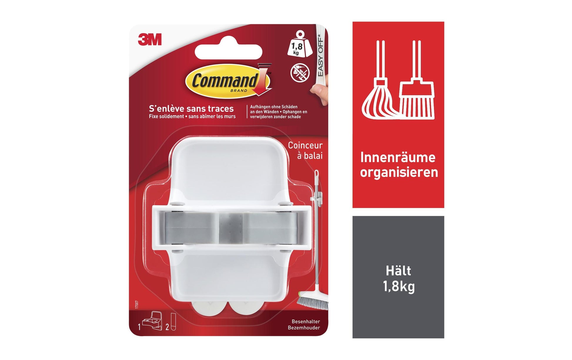 Command Besenhalter – Weiss, für Besen, Mopps