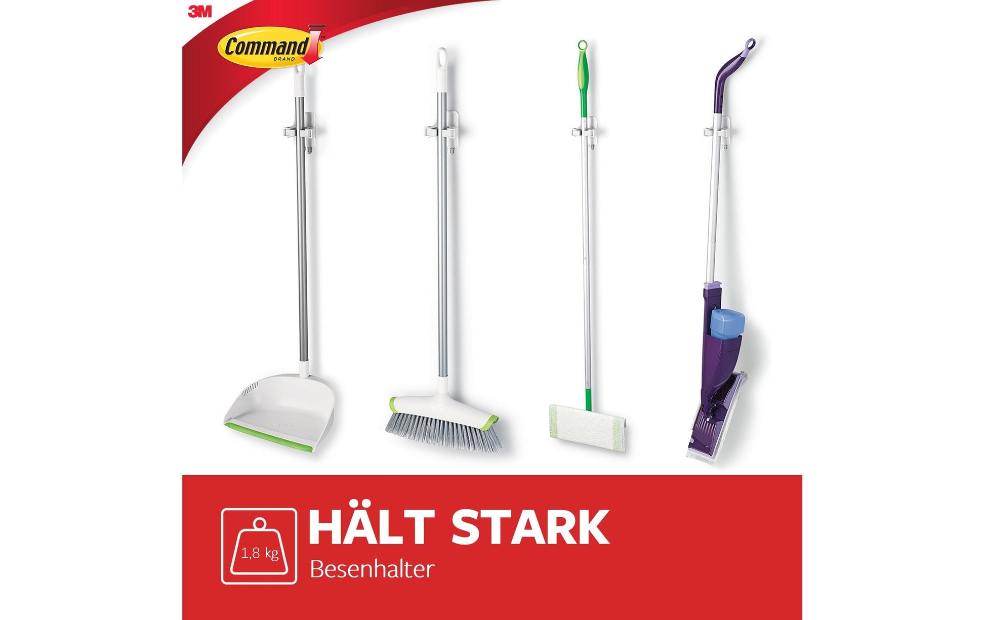 Command Besenhalter – Weiss, für Besen, Mopps