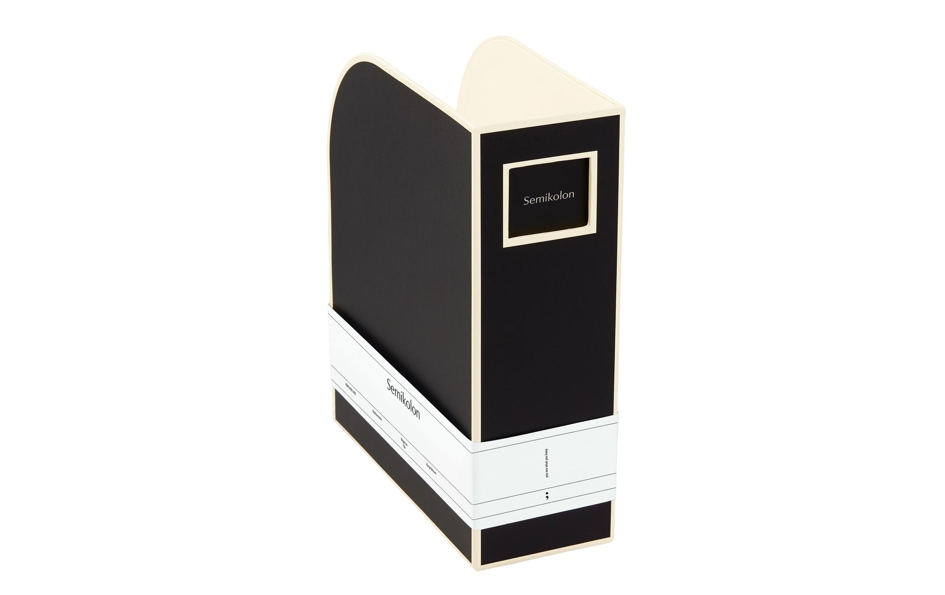 Semikolon Stehsammler – für A4, schwarz, Karton, B 105 × H 310 × T 260 mm