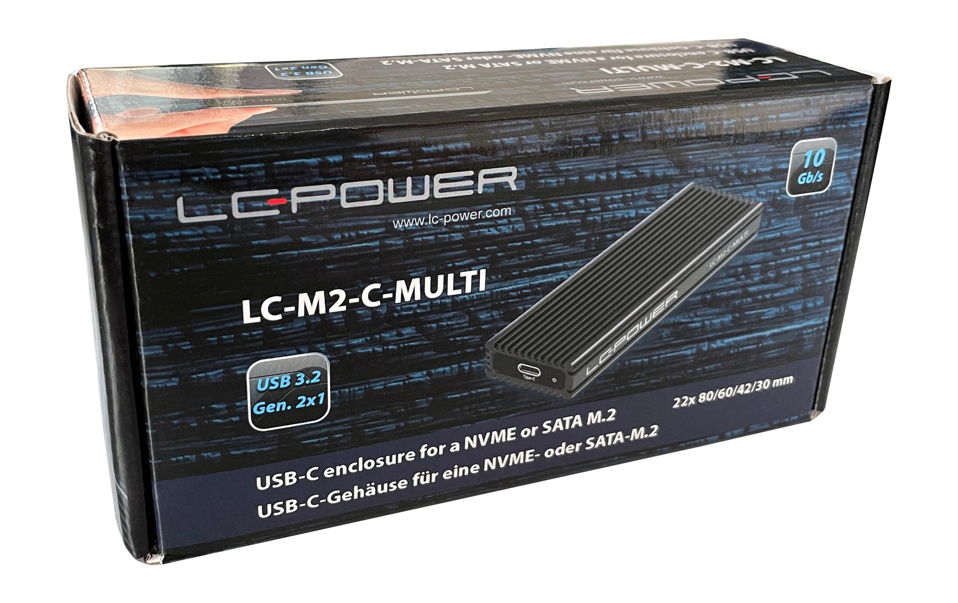 LC-Power LC-M2-C-MULTI – 1-Schacht M.2 SSD-Gehäuse – für M.2, PCIe/SATA