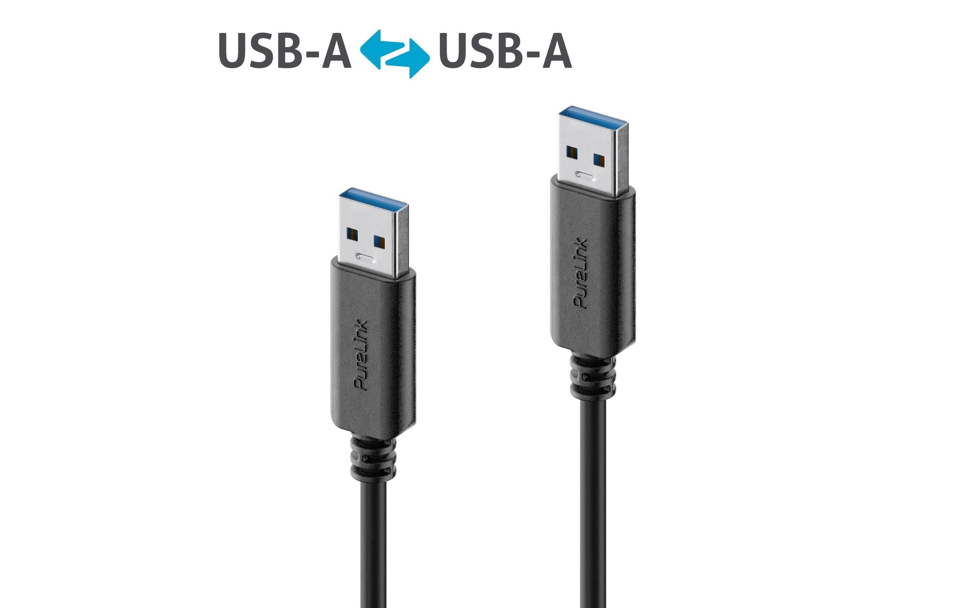 PureLink USB-A auf USB-A Kabel – USB 3.2 Gen 2 (10 Gbit/s) – 2 m – Goldstecker, PVC – Schwarz
