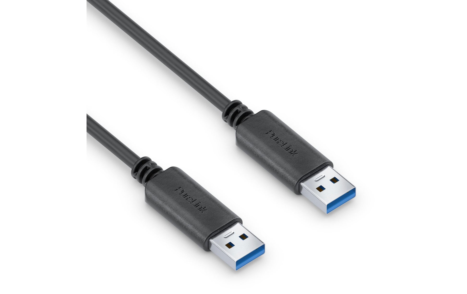 PureLink USB-Kabel – USB-A auf USB-A – USB 3.2 Gen 2 (10 Gbit/s) – 0,5 m – PD 15 W – Goldstecker – Schwarz