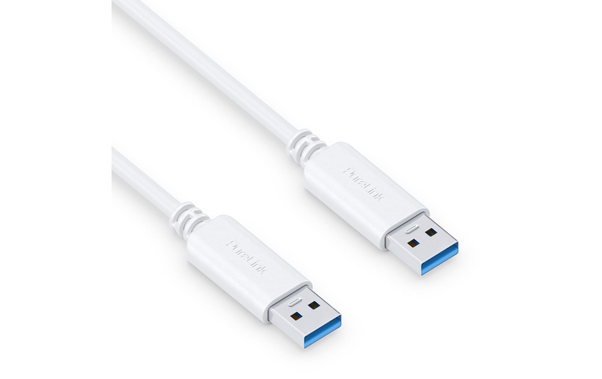 PureLink USB-A auf USB-A Kabel – USB 3.2 Gen 1 (5 Gbit/s) – 2 m – PVC, Goldstecker – Weiss
