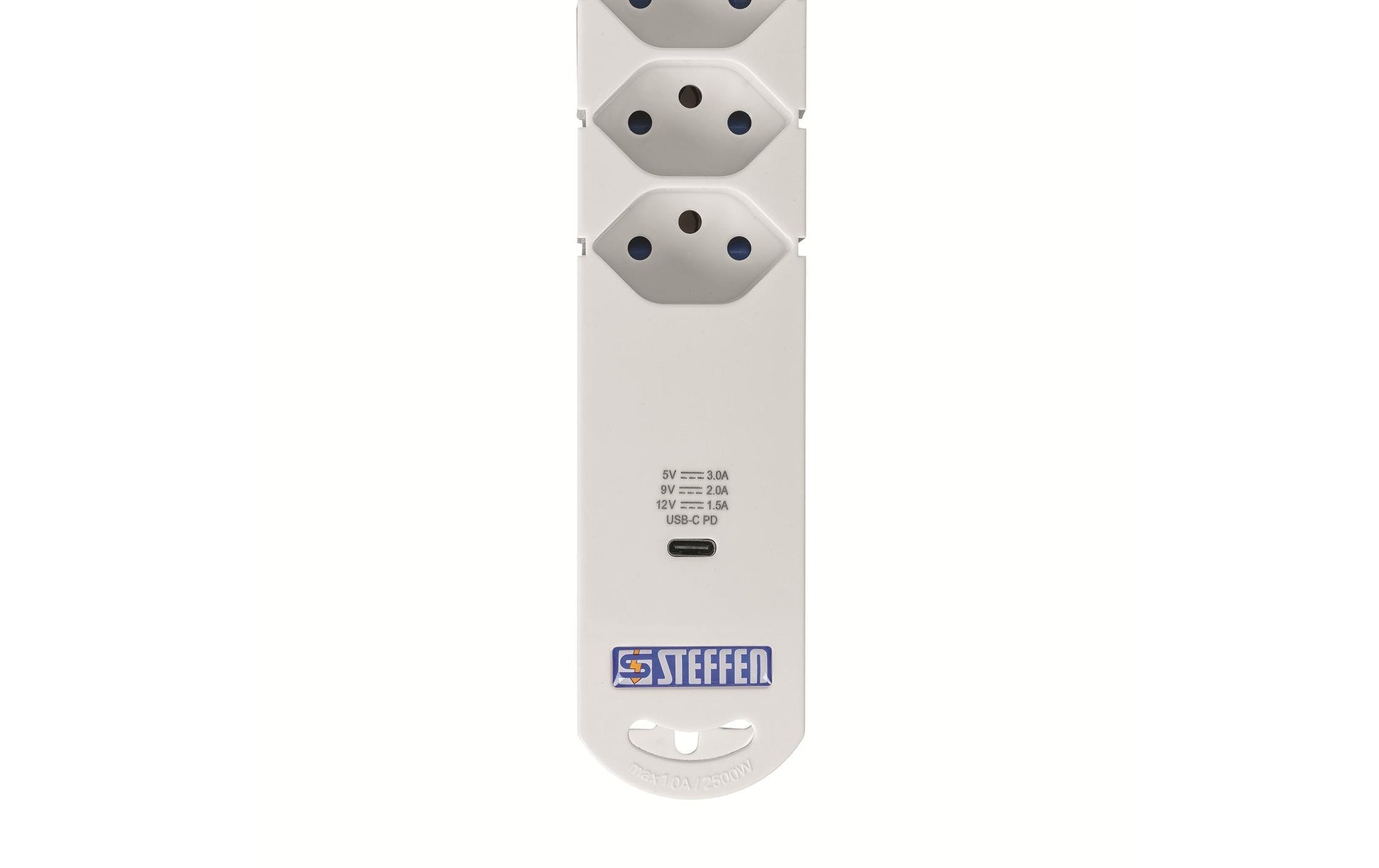 Steffen STEBA VARIABL Steckdosenleiste, 6×T13, 1×USB-C, mit Schalter, 3 m, Kinderschutz, Magnet – Weiss