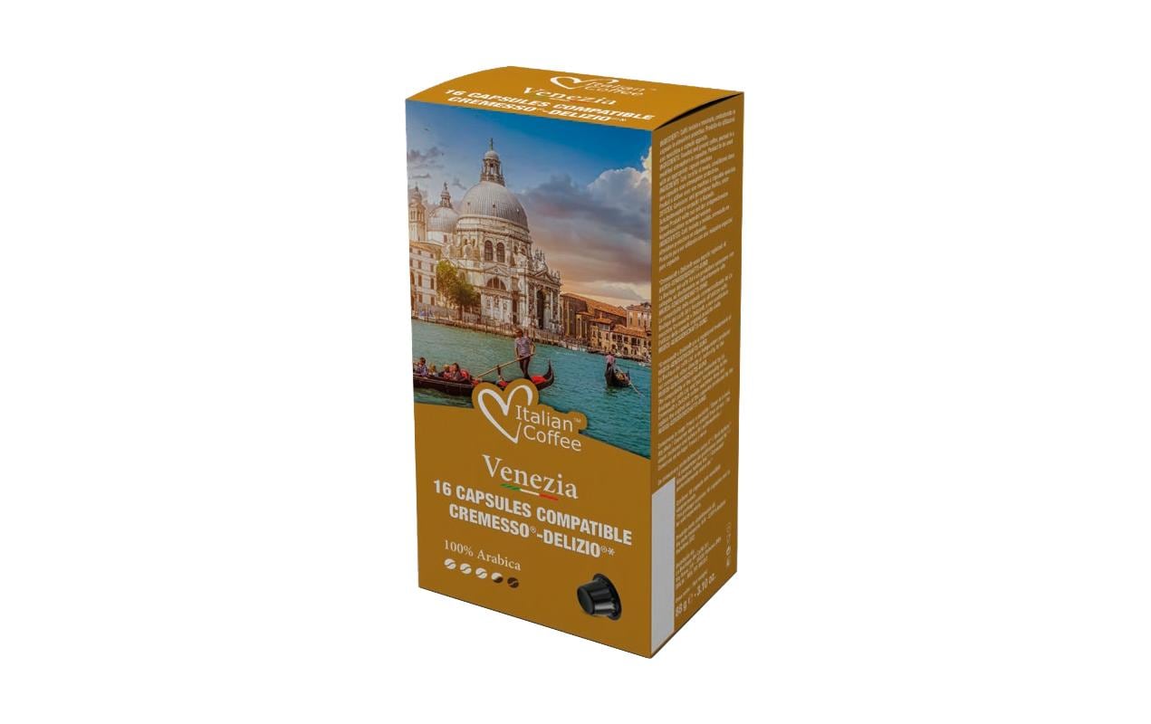 Italian Coffee Venezia – Kapseln für Delizio – Café Crème, Intensität 4, 16 Kapseln