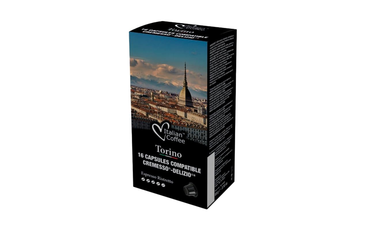 Italian Coffee Torino – Kapseln für Cremesso – Espresso, Intensität 5, 16 Kapseln