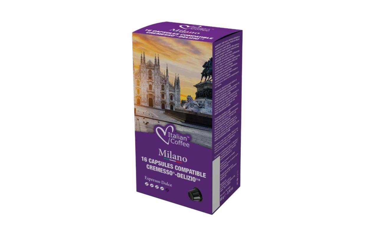Italian Coffee Milano – Kapseln für Delizio – Café Crème, Intensität 4, 16 Kapseln