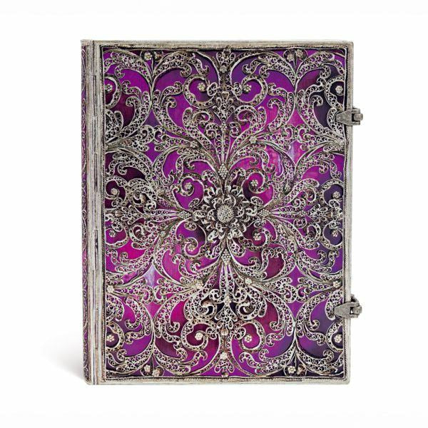 Paperblanks Notizbuch – 180 × 230 mm – 120 g/m² – Hardcover, Einstecktasche, Lesezeichen – Violett – FSC