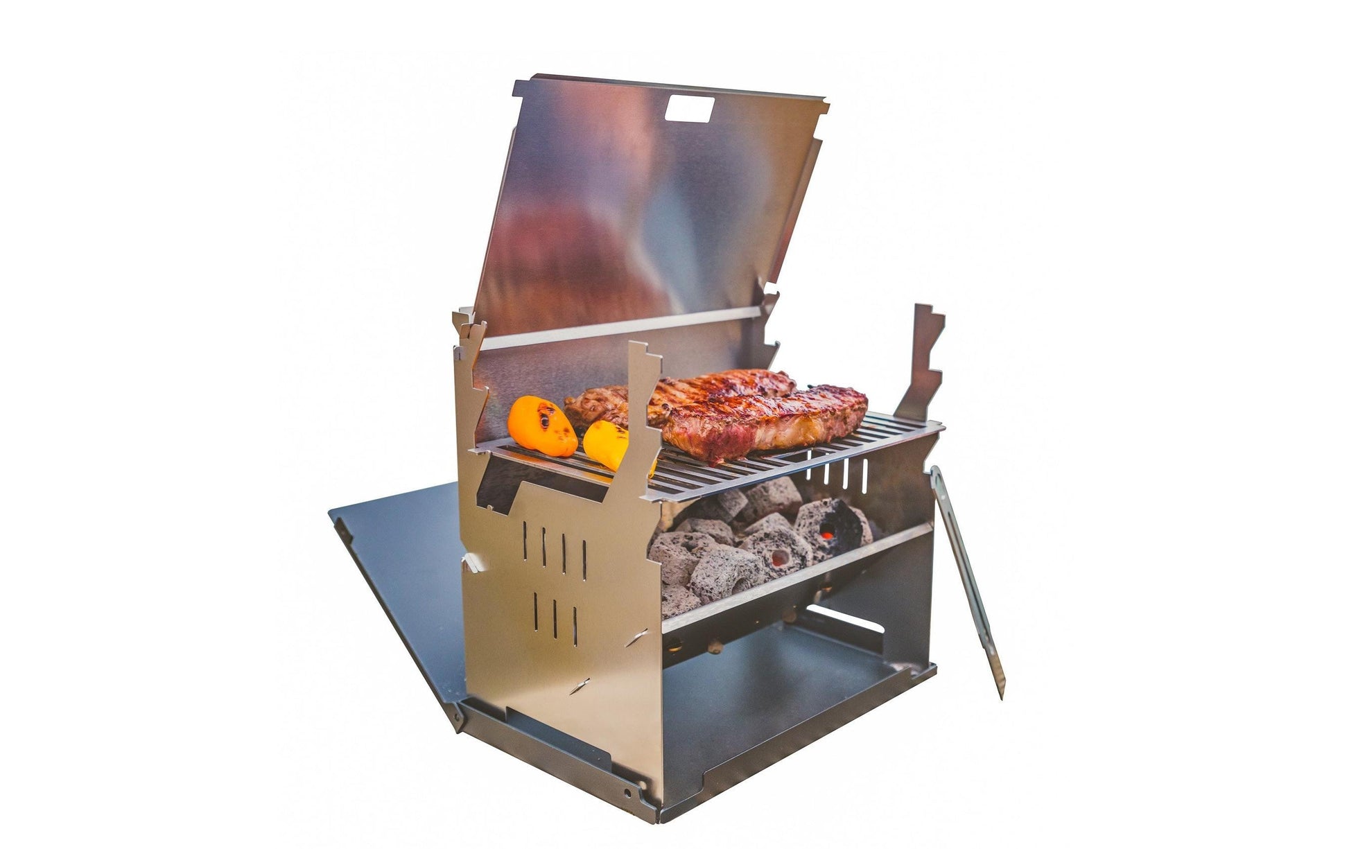 Fennek Camping-Grill DFW0010.66.001 – Holzkohle, tragbar, 27×18,3 cm Grillfläche – silber