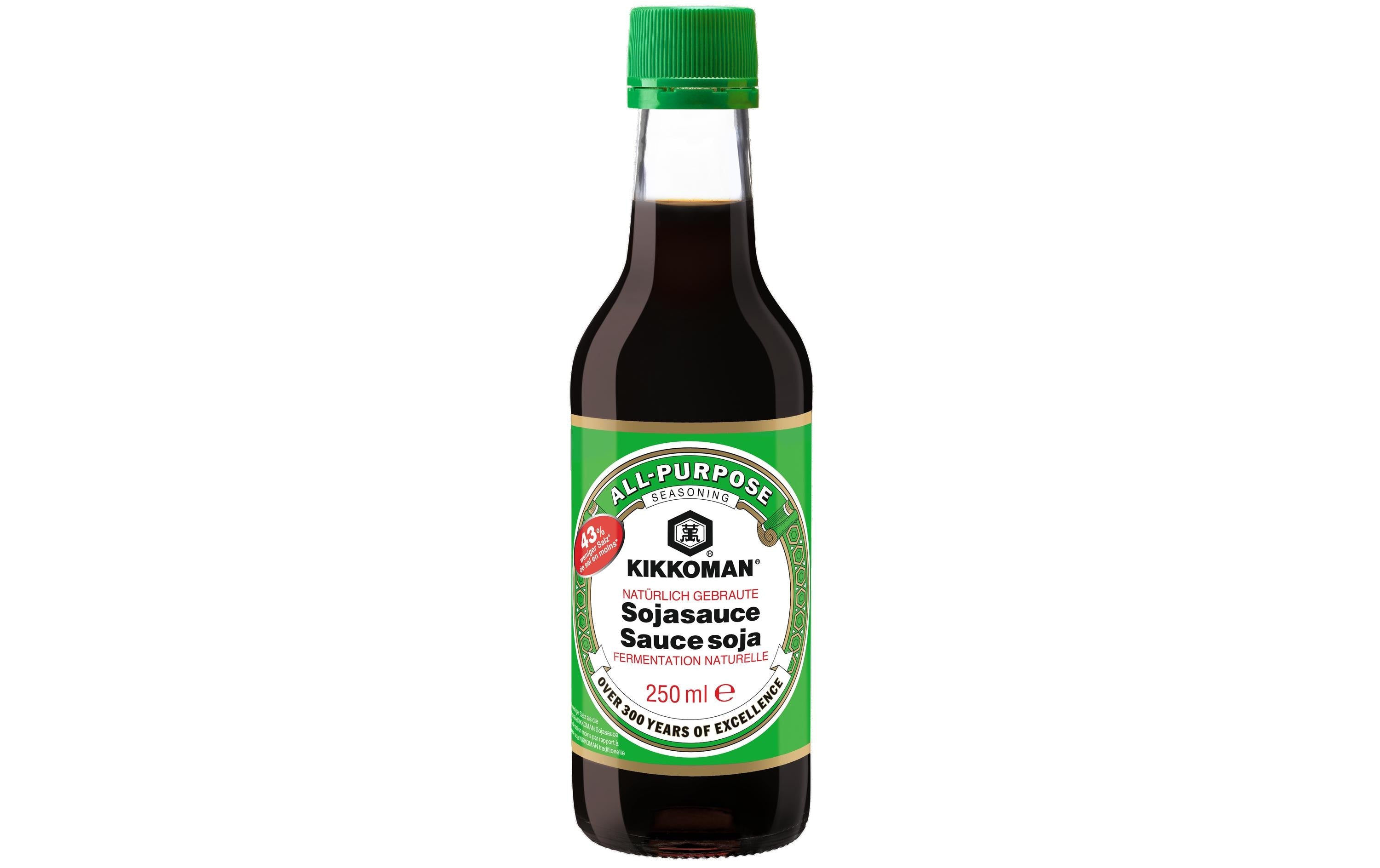 Kikkoman Flüssigwürze Sojasauce, 43% weniger Salz – 250 ml