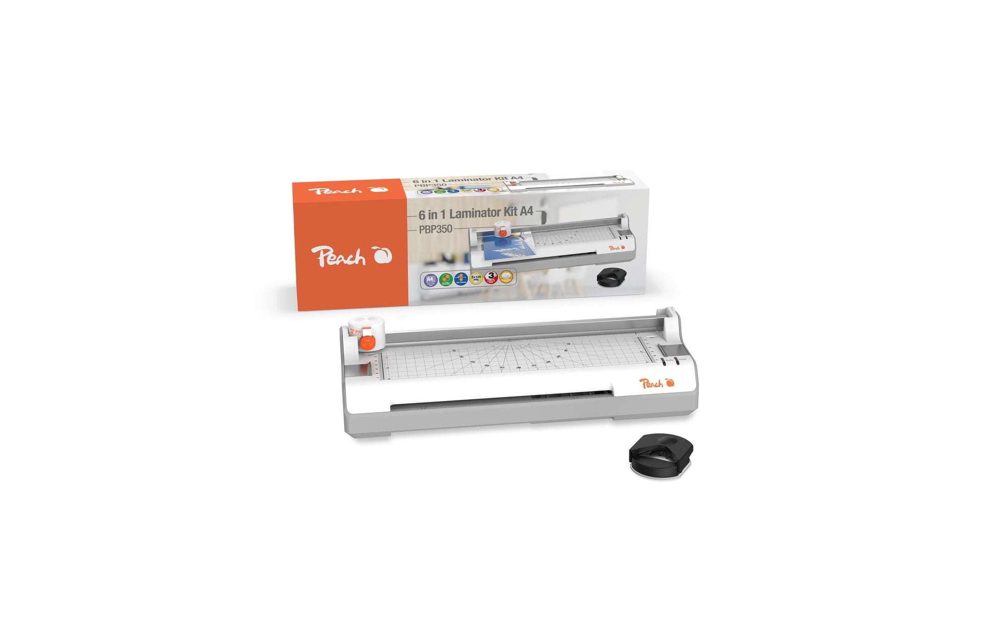 Peach PBP350 Laminiergerät A4 – Kalt-/Heisslaminator, bis 125 µm, 2 Rollen, 250 mm/min, weiss