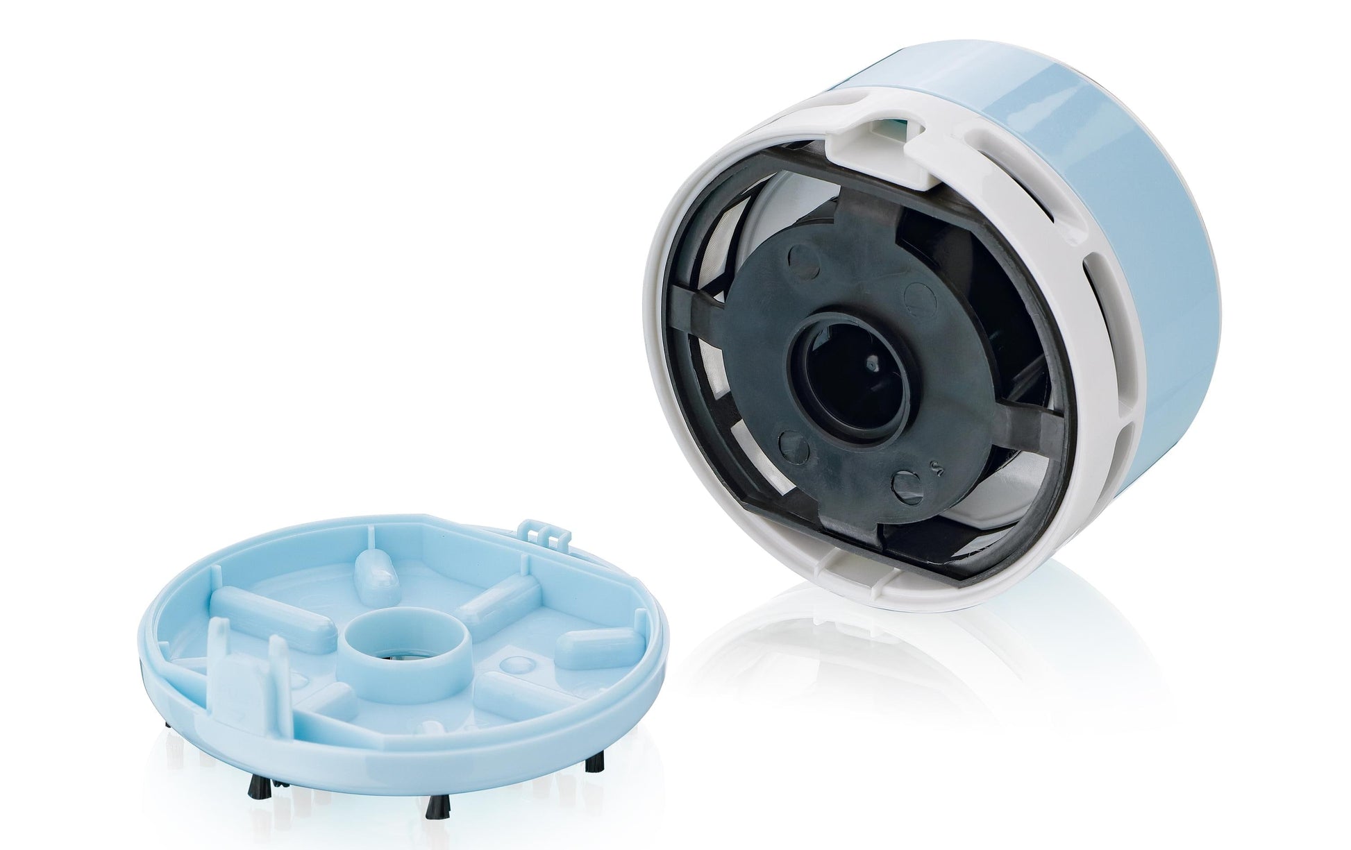 Peach Mini-Tischstaubsauger PA105 – Akku (2× AA), Ø 80 mm × 65 mm