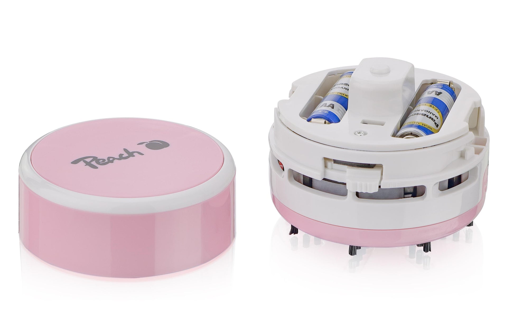 Peach Mini-Tischstaubsauger PA105 – Akku (2× AA), 80 mm × 65 mm, rosa
