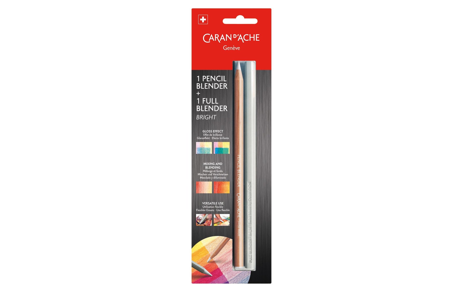 Caran d-Ache Caran d'Ache Blender – weiss, Holz, 2er-Pack, transparent, für Graphit-, Farb- und Wachspastellstifte