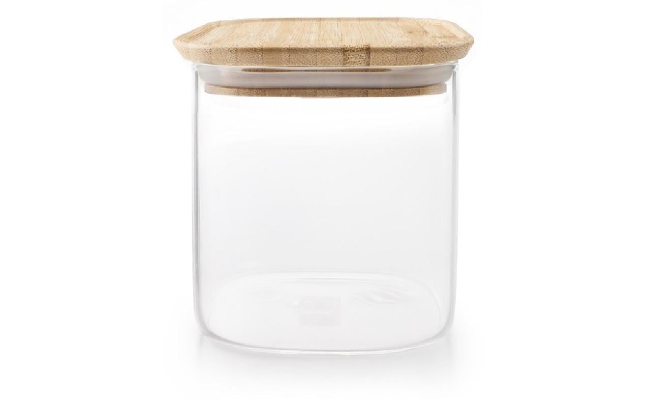 Ibili Vorratsdose 800 ml, Ø 11 × 11 cm, Glas/Bambus, Transparent
