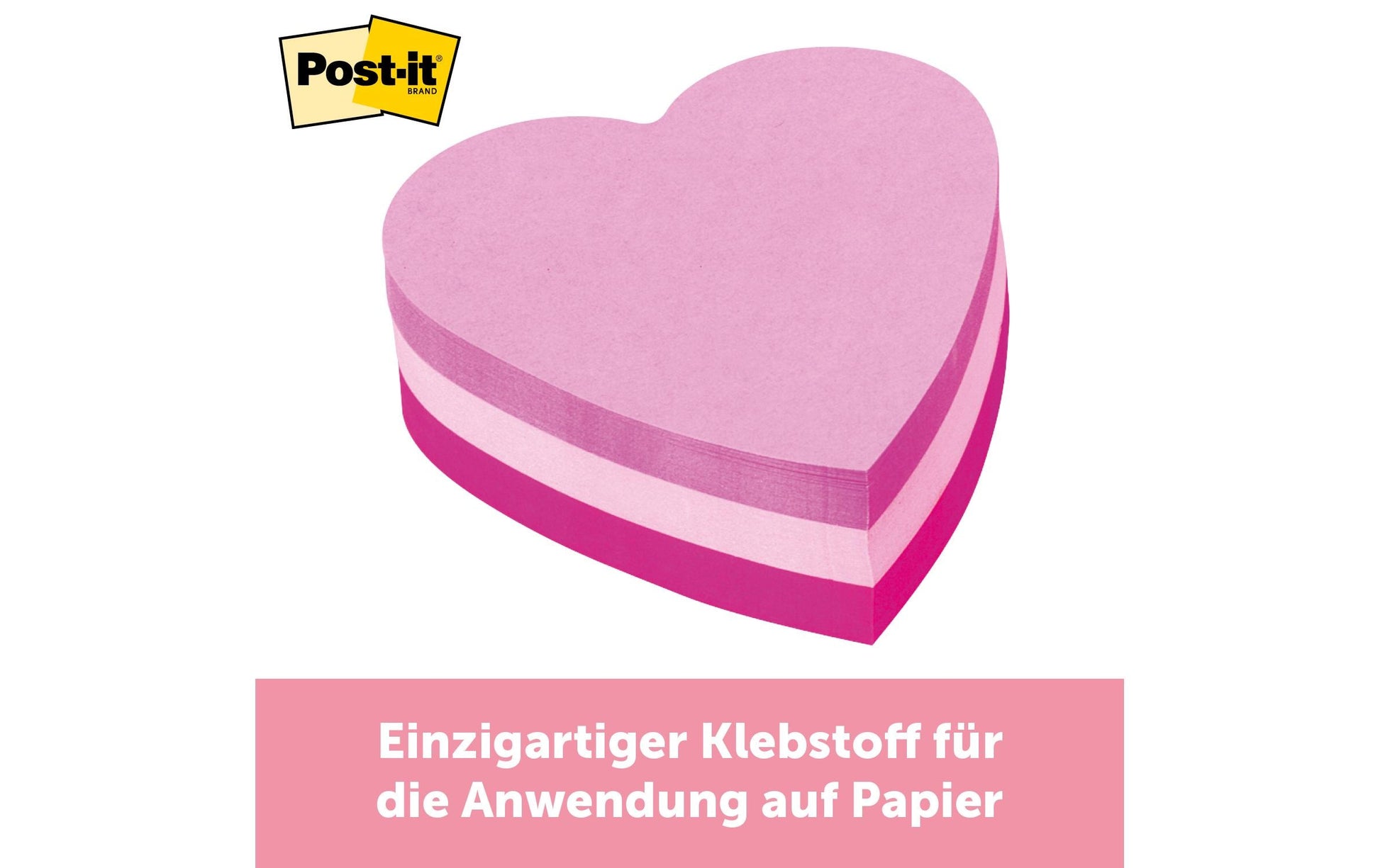 Post-it Haftnotizen – 70×70 mm – Herz, sortiert, 3×75 Blatt, PEFC